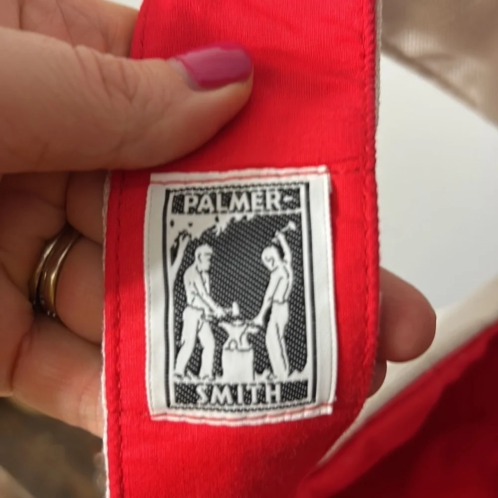 Palmer Smith Embroidered Floral Tote Bag White Red Geranium Design